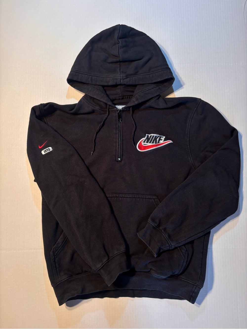 Vtg Nike Silver Tag Y2K Embroidered Logo Quarter 1/4 Zip Pullover Hoodie Sz M